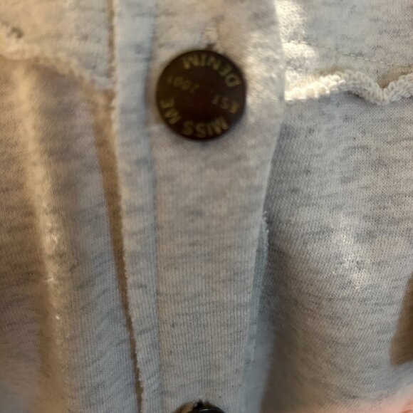 Miss Me Large Distressed Flannel Jacket/Shacket Oatmeal S MJ0207L - Picture 11 of 13